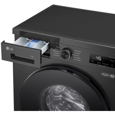 Пральна машина LG фронтальна, 7кг, 1200, A+++, 44см, дисплей, пара, інвертор, чорний (F2Y1HS5J)