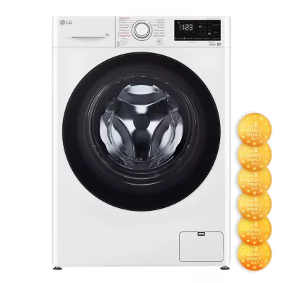 Пральна машина LG фронтальна, 7кг, 1200, A+++, 48см, дисплей, пара, інвертор, білий (F2V3HS7WW)