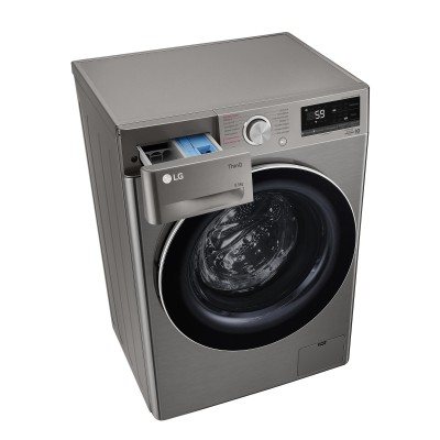 Пральна машина LG фронтальна, 8.5кг, 1200, A+++, 48см, дисплей, пара, інвертор, cріблястий (F2V5GS9PW)