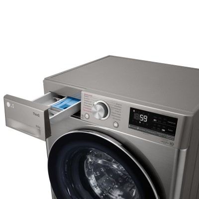 Пральна машина LG фронтальна, 8.5кг, 1200, A+++, 48см, дисплей, пара, інвертор, cріблястий (F2V5GS9PW)