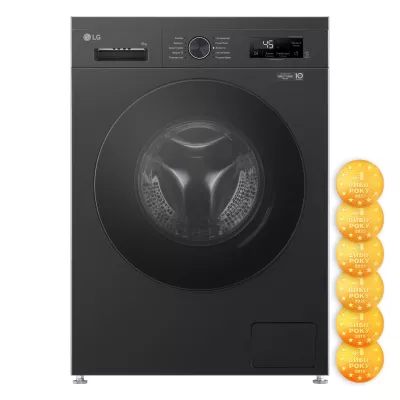 Пральна машина LG фронтальна, 9кг, 1200, A+++, 55см, дисплей, пара, інвертор, чорний (F2Y1VS5J)