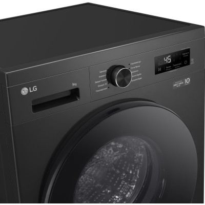 Пральна машина LG фронтальна, 9кг, 1200, A+++, 55см, дисплей, пара, інвертор, чорний (F2Y1VS5J)