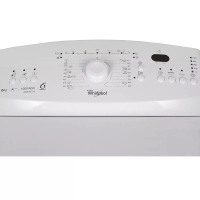 Пральна машина Whirlpool вертикальна, 6кг, 1000, A+++, 60см, дисплей, білий (AWE66710UA)