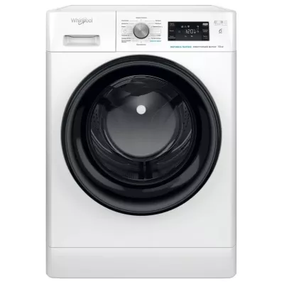Пральна машина Whirlpool фронтальна, 10кг, 1400, A+++, 60см, дисплей, пара, інвертор, люк чорний, білий (FFB10469BVUA)