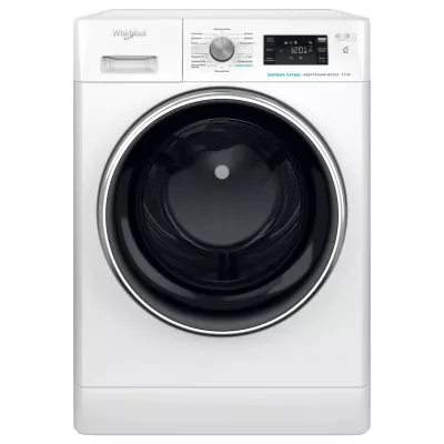 Пральна машина Whirlpool фронтальна, 11кг, 1400, A+++, 60см, дисплей, пара, інвертор, люк чорний, білий (FFB11469BCVUA)