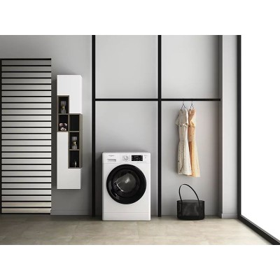 Пральна машина Whirlpool фронтальна, 9кг, 1400, A+++, 60см, дисплей, пара, інвертор, люк чорний, білий (FFB9448BVUA)