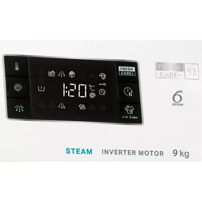 Пральна машина Whirlpool фронтальна, 9кг, 1400, A+++, 60см, дисплей, пара, інвертор, люк чорний, білий (FFB9448BVUA)