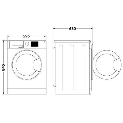 Пральна машина Whirlpool фронтальна, 9кг, 1400, A+++, 60см, дисплей, пара, інвертор, люк чорний, білий (FFB9448BVUA)
