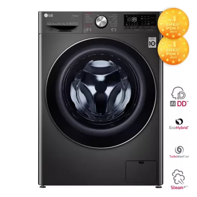 Прально-сушильна машина LG фронтальна, 10.5(7)кг, 1400, А, 56см, дисплей, пара, інвертор, чорний (F4V9RC9P)