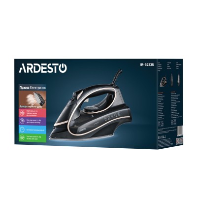 Праска Ardesto IR-B2235, 2400Вт, 450мл, паровий удар-120гр, керам. підошва, чорно-золотий