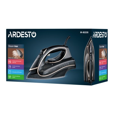 Праска Ardesto IR-B2235, 2400Вт, 450мл, паровий удар-120гр, керам. підошва, чорно-золотий