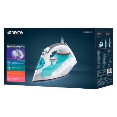 Праска Ardesto IR-C2228-TQ, 2200Вт, 280мл, паровий удар-100гр, керам. підошва, голубий
