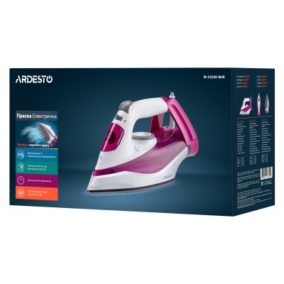 Праска Ardesto IR-C2230-BUR, 2200Вт, 300мл, паровий удар, керам. підошва, малиновий