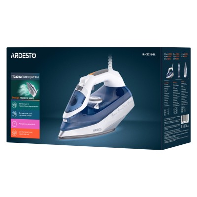 Праска Ardesto IR-C2232-BL, 2200Вт, 320мл, паровий удар, керам. підошва, синій