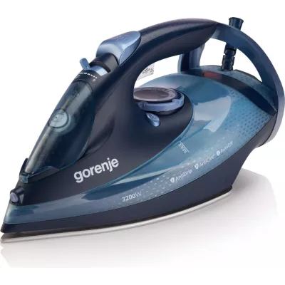 Праска Gorenje, 3250Вт, 420мл, паровий удар-250гр, верт. відпарювання, антинакип, автовідключення, керам. підошва, чорно-синій (