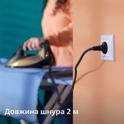 Праска Philips 7000 Series, 2800Вт, 300мл, паровий удар -250гр, постійна пара - 50гр, нерж. сталь, чорно-золотий (DST7040/80)