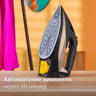 Праска Philips 7000 Series, 2800Вт, 300мл, паровий удар -250гр, постійна пара - 50гр, нерж. сталь, чорно-золотий (DST7040/80)