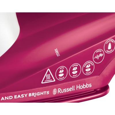 Праска Russell Hobbs Light & Easy Brights Berry, 2600Вт, 240мл, паровий удар -115гр, постійна пара - 35гр, керам. підошва, малин