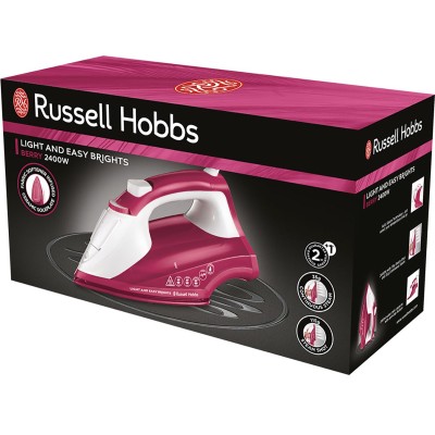 Праска Russell Hobbs Light & Easy Brights Berry, 2600Вт, 240мл, паровий удар -115гр, постійна пара - 35гр, керам. підошва, малин