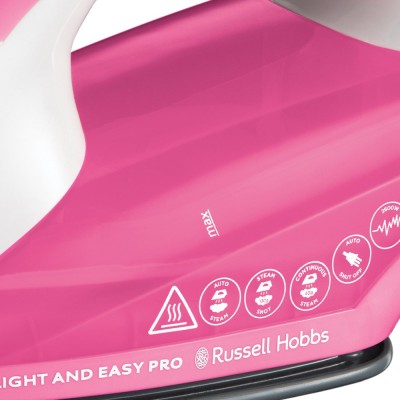Праска Russell Hobbs Light & Easy Pro, 2600Вт, 240мл, паровий удар -130гр, постійна пара - 40гр, керам. підошва, біло-рожевий (2
