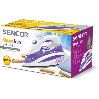 Праска Sencor, 2200Вт, 380мл, постійна пара - 30гр, Anti-Calс, Drip-Stop, керам. підошва, голубий (SSI8441VT)