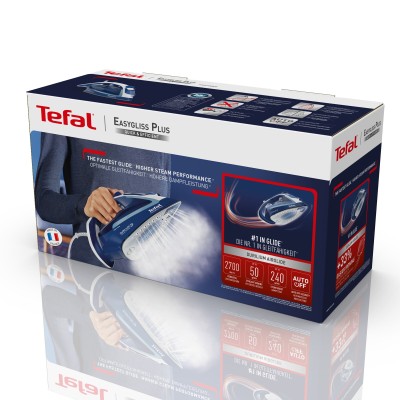 Праска Tefal Easygliss 2, 2700Вт, 270мл, паровий удар -240гр, постійна пара - 50гр, керам. підошва, синій (FV5770E0)
