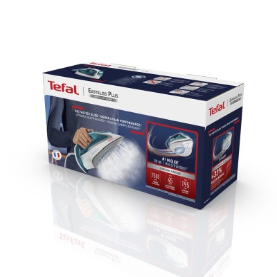 Праска Tefal Easygliss Plus, 2500Вт, 270мл, паровий удар -195гр, постійна пара - 45гр, керам. підошва, біло-блакитний (FV5718E0)