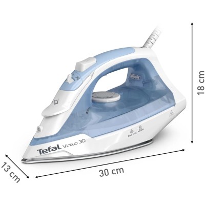 Праска Tefal Virtuo 30, 2000Вт, 240мл, паровий удар -120гр, постійна пара - 27гр, керам. підошва, біло-блакитний (FV2C41E0)
