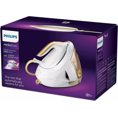 Праска-парогенератор Philips PerfectCare 8000 Series, 2700Вт, 1800мл, паровий удар -600гр, постійна пара - 170гр, нерж. сталь, б