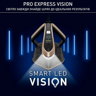 Праска-парогенератор Tefal Pro Express Vision, 3000Вт, 1200мл, паровий удар -800гр, постійна пара - 180гр, керам. підошва, чорно
