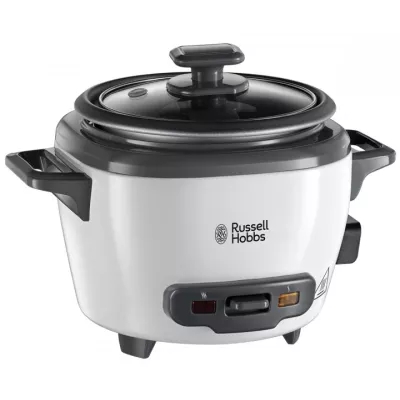 Рисоварка Russell Hobbs, 200Вт, чаша-0.7л, механічне керув., знімна кришка, нерж. сталь, чорно-білий (27020-56)