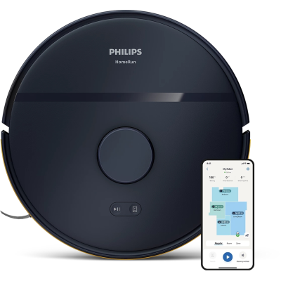 Робот-пилосос Philips Series 2000, h=40.3см, вологе прибирання, конт пил -0.25л, автон. робота до 130хв, НЕРА 11, білий (XU2000/
