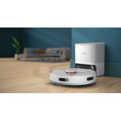 Робот-пилосос Philips Series 2000, h=40.3см, вологе прибирання, конт пил -0.25л, автон. робота до 130хв, НЕРА 11, білий (XU2100/