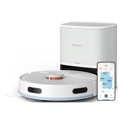 Робот-пилосос Philips Series 2000, h=40.3см, вологе прибирання, конт пил -0.25л, автон. робота до 130хв, НЕРА 11, білий (XU2100/