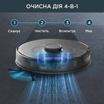 Робот-пилосос Rowenta X-Plorer Serie 75 S, h=9.5см, вологе прибирання, конт пил -0.4л, вода -0.3л, автон. робота до 120хв, НЕРА,