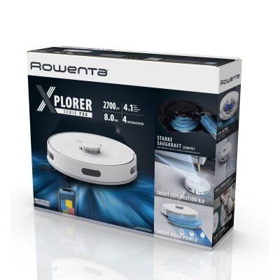 Робот-пилосос Rowenta миючий X-Plorer Serie 75 S, 2700ПаВт, h=9.5см, 0.3л, конт пил -0.3л, вода - вологе прибирання, автон. робо