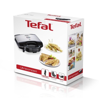 Сендвічмейкер Tefal Ultracompact 700Вт, 1 пластина-сендвіч, корпус-нержав.сталь/пластик, чорний (SM155212)