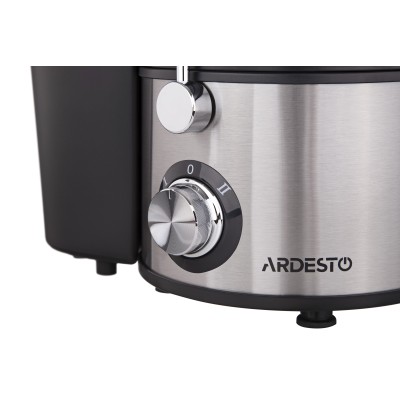 Соковитискач Ardesto відцентрований 1000Вт, чаша-0.5л, жмих-1.5л, пластик/метал, сріблясто-чорний (JEG-1000)