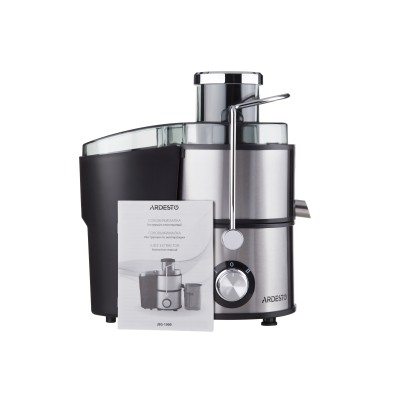 Соковитискач Ardesto відцентрований 1000Вт, чаша-0.5л, жмих-1.5л, пластик/метал, сріблясто-чорний (JEG-1000)