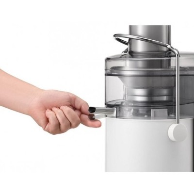 Соковитискач Panasonic відцентрований 1000Вт, чаша-1.5л, жмих-2л, жолоб на ціле яблуко, пластик/метал, білий (MJ-CB100WTQ)