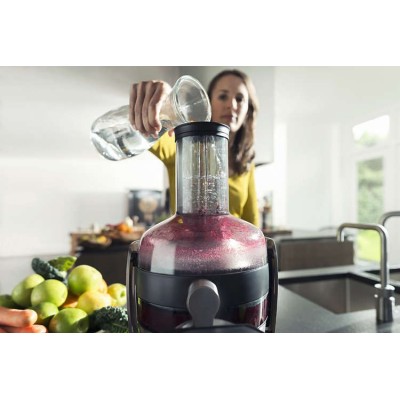 Соковитискач Philips Avance Collection відцентрований 1000Вт, чаша-1л, жмих-2.1л, жолоб на ціле яблуко, пластик, чорний (HR1919/