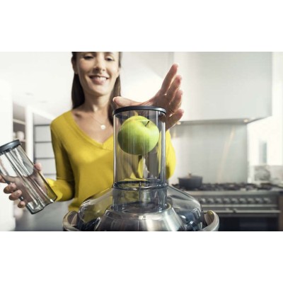 Соковитискач Philips Avance Collection відцентрований 1000Вт, чаша-1л, жмих-2.1л, жолоб на ціле яблуко, пластик, чорний (HR1919/