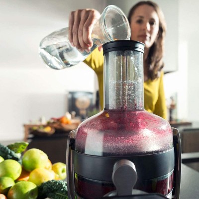 Соковитискач Philips Avance Collection відцентрований 1200Вт, чаша-1л, жмих-2.1л, жолоб на ціле яблуко, пластик/метал, сріблясти