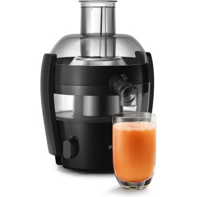 Соковитискач Philips Viva Collection відцентрований 500Вт, чаша-0.5л, жмих-1л, пластик, чорний (HR1832/00)