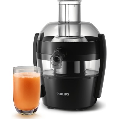 Соковитискач Philips Viva Collection відцентрований 500Вт, чаша-0.5л, жмих-1л, пластик, чорний (HR1832/00)