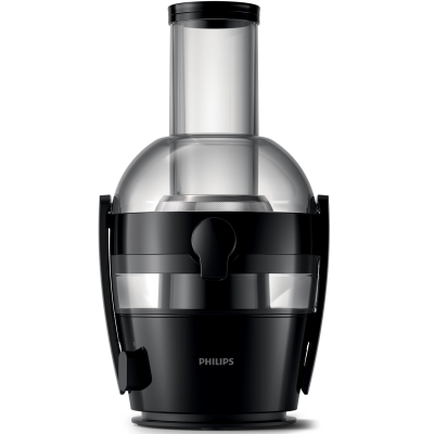 Соковитискач Philips Viva Collection відцентрований 800Вт, чаша-2л, жмих-1.2л, жолоб на ціле яблуко, пластик, чорний (HR1855/70)