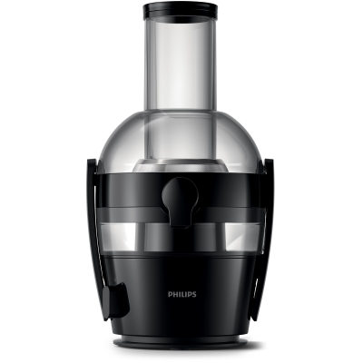 Соковитискач Philips Viva Collection відцентрований 800Вт, чаша-2л, жмих-1.2л, жолоб на ціле яблуко, пластик, чорний (HR1855/70)