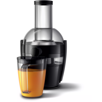 Соковитискач Philips Viva Collection відцентрований 800Вт, чаша-2л, жмих-1.2л, жолоб на ціле яблуко, пластик, чорний (HR1855/70)