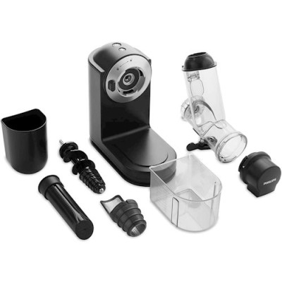 Соковитискач Philips Viva Collection шнековий 150Вт, чаша-1л, жмих-0.75л, пластик, чорний (HR1889/70)