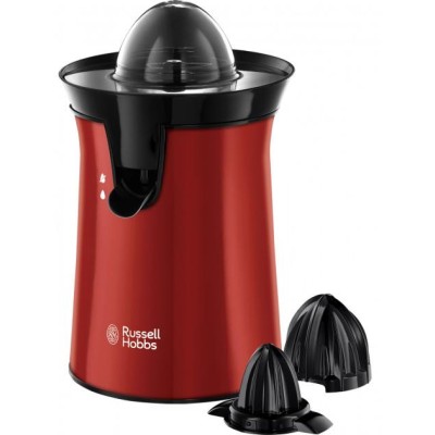 Соковитискач Russell Hobbs Colours Plus цитрус-прес 600Вт, 2 насадки в комплекті, пластик, червоний (26010-56)
